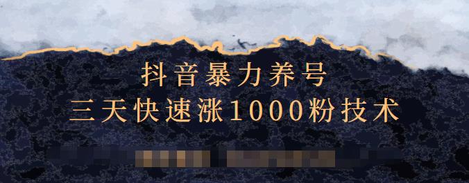 抖音暴力养号，三天快速涨1000粉技术【视频课程】-云创网-综合网创资源
