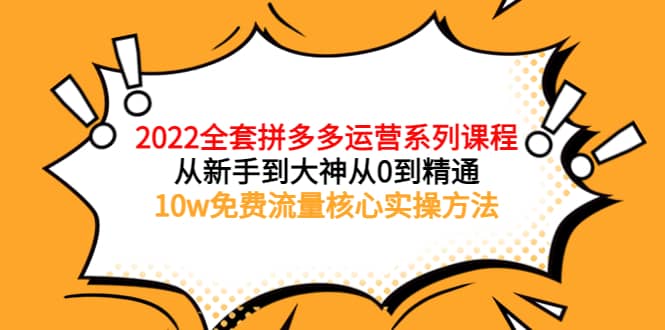 2022全套拼多多运营课程，从新手到大神从0到精通，10w免费流量核心实操方法-云创网-综合网创资源