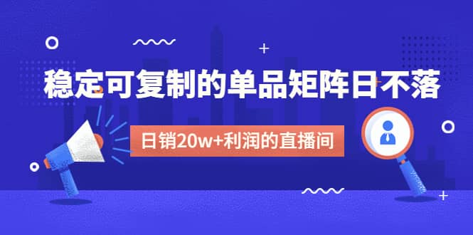 某电商线下课程，稳定可复制的单品矩阵日不落，做一个日销20w 利润的直播间-云创网-综合网创资源