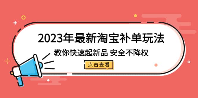 2023年最新淘宝补单玩法，教你快速起·新品，安全·不降权（18课时）-云创网-综合网创资源