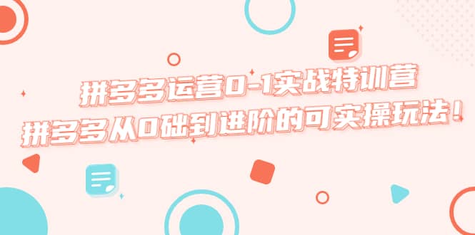 拼多多运营0-1实战特训营，拼多多从0础到进阶的可实操玩法-云创网-综合网创资源
