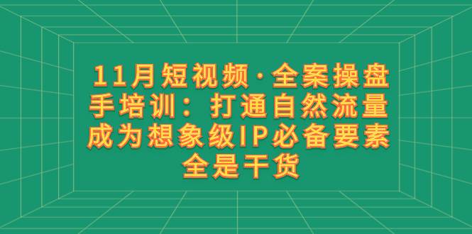 11月短视频·全案操盘手培训：打通自然流量 成为想象级IP必备要素 全是干货-云创网-综合网创资源