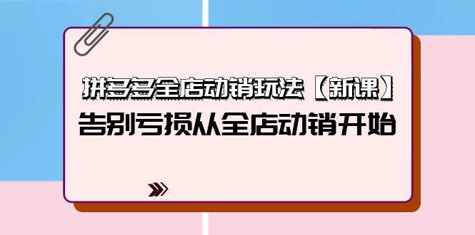 拼多多全店动销玩法【新课】，告别亏损从全店动销开始（4节视频课）-云创网-综合网创资源