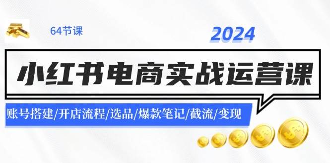 2024小红书电商实战运营课：账号搭建/开店流程/选品/爆款笔记/截流/变现-云创网-综合网创资源