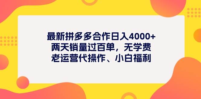 图片[1]-最新拼多多项目日入4000+两天销量过百单，无学费、老运营代操作、小白福利-云创网-综合网创资源