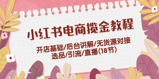 小红书电商揽金教程：开店基础/后台讲解/无货源对接/选品/引流/直播(18节)-云创网-综合网创资源