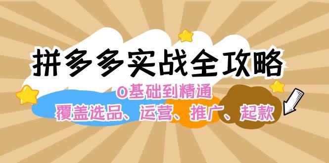 拼多多实战全攻略：0基础到精通，覆盖选品、运营、推广、起款-云创网-综合网创资源