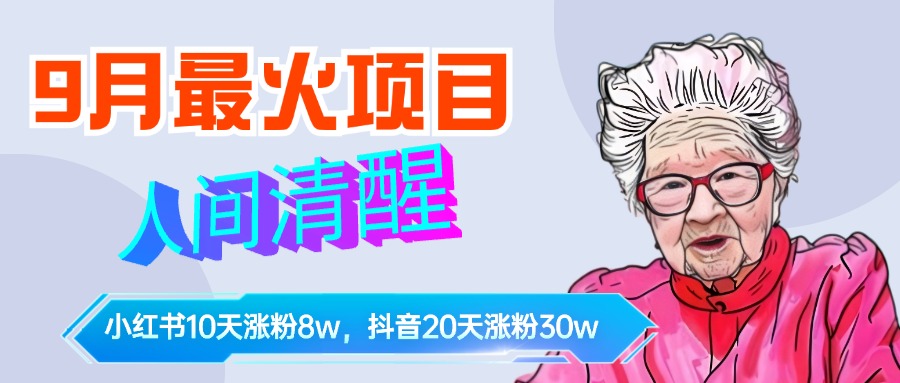 9月最火项目，人间清醒柒奶奶，10天小红薯涨粉8w+，单篇笔记报价1400.-云创网-综合网创资源