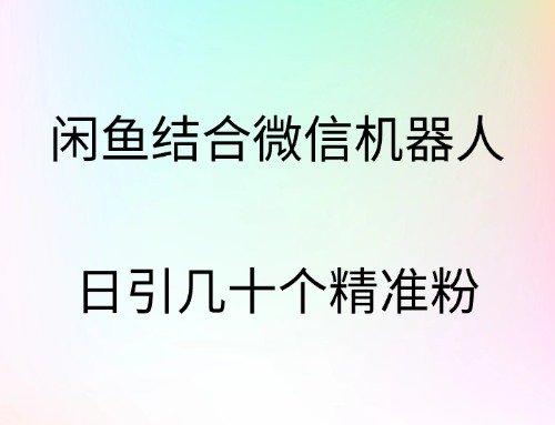 闲鱼结合微信机器人，日引几十个精准粉-云创网-综合网创资源