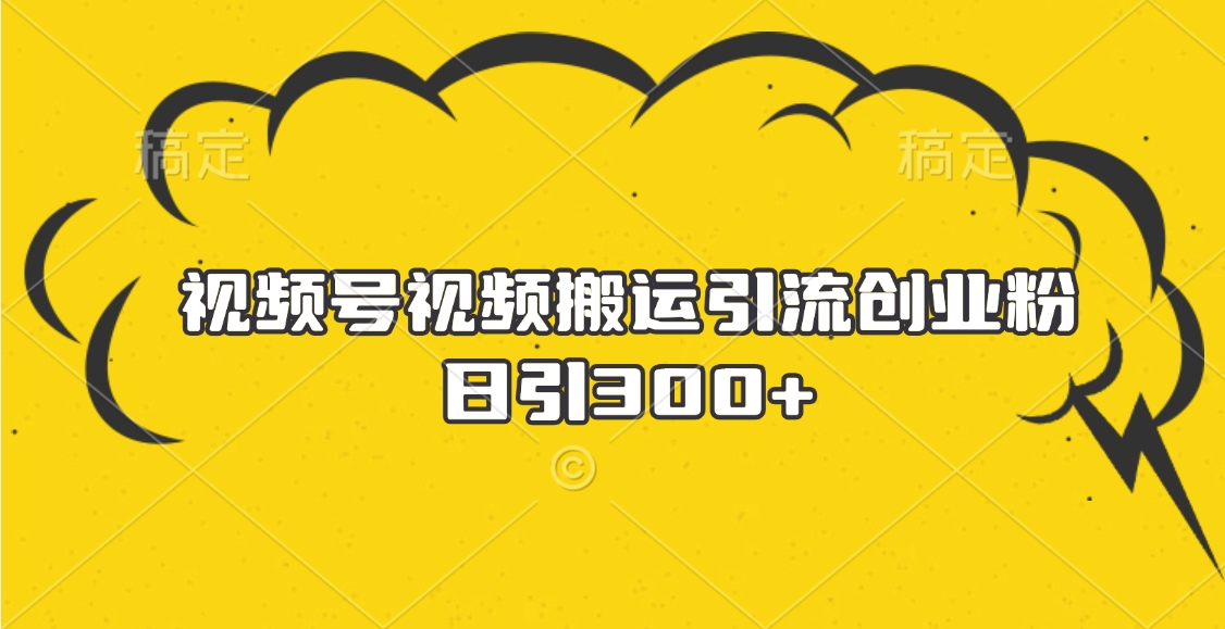 视频号视频搬运引流创业粉，日引300+-云创网-综合网创资源