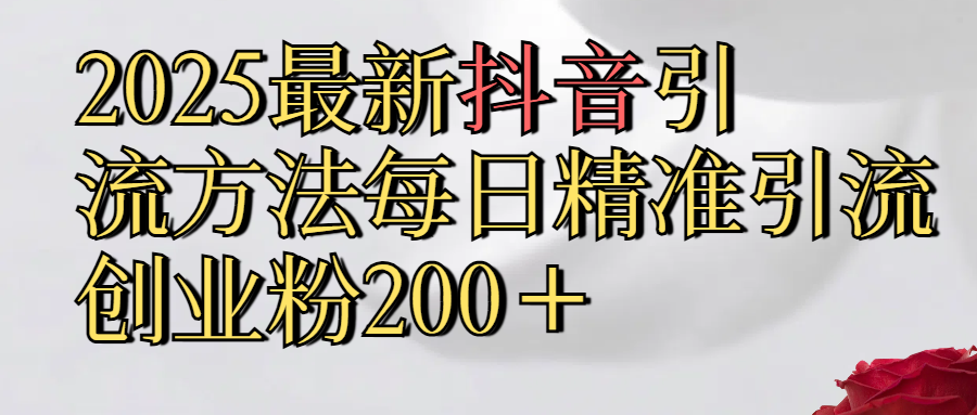2025最新,抖音引流,方法每日精准引流创业粉300＋-云创网-综合网创资源
