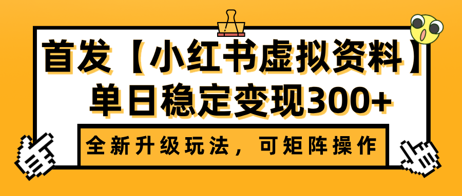 首发【小红书虚拟资料】全新升级玩法，可矩阵操作，单日稳定变现300+-云创网-综合网创资源