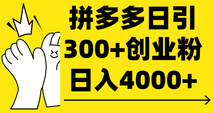 拼多多日引300+创业粉 日入4000+-云创网-综合网创资源